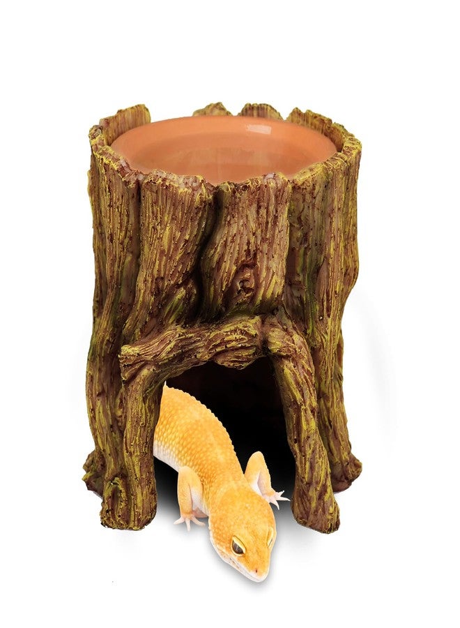 NANEEZOO Reptile Hide Cave 2 in 1 Reptile Humid Cave with Terracotta Water Basin Moisture Keeping and Shedding Help for Reptile Amphibians Leopard Gecko - Image 1